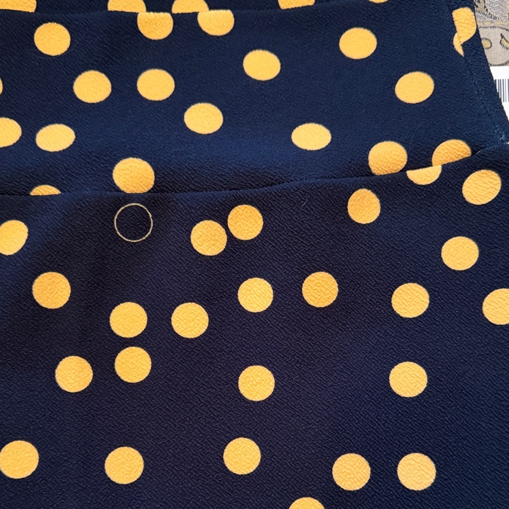LuLaRoe Dark Blue and Dark Yellow Polka Dot Cassie Pencil Skirt - Picture 3 of 10